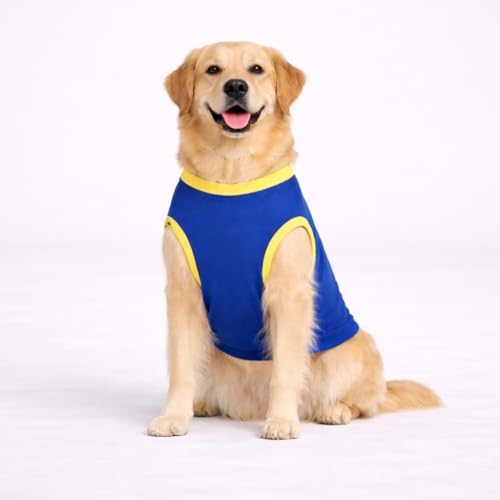 Image of Thunder Tails Premium Cotton Dog T-Shirt | Adjustable Neck | for Large Dogs| Royal Blue | 3XL | for Golden Retriever