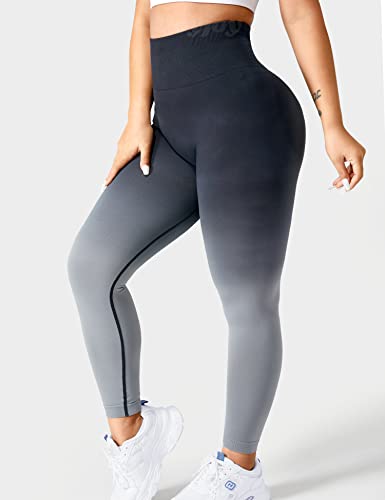 Voyjoy Scrunch Butt Workout Leggings For Women, Gradient Seamless Elastic Pants,Amplify High Waisted Breathable Tights Black S #TOP1