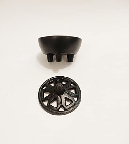 Small Cast Iron Cauldron Pyaali with Lid - Perfect for Smudging, Incense Burner, Candle Holder for Home Indoor/Outdoor Decor Iron T Light Holder by Devotional India