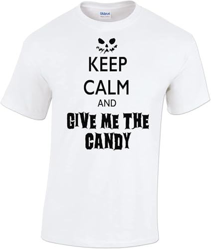 QPQKUFCVQ T Shirt Keep Calm and Give Me The Candy Slogan Carry On Parody Mens Womenadies Unisex-Black