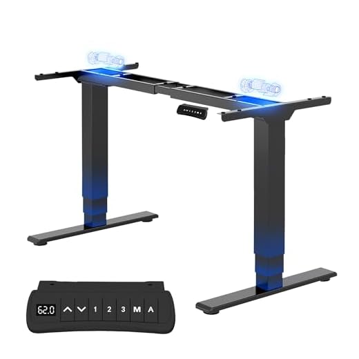 FLEXISPOT E5B Bureau Assis-Debout Cadre de Bureau Réglable Électrique en Hauteur à Triple Télescope, Cadre en Acier Inoxydable avec Panneau de Mémoire et Alarme, Capacité de Charge 125kg, Noir