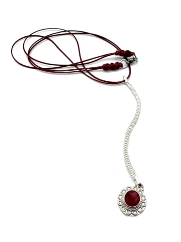 Collier ras du cou argent et racine de rubis véritable de 40 cm pour femme