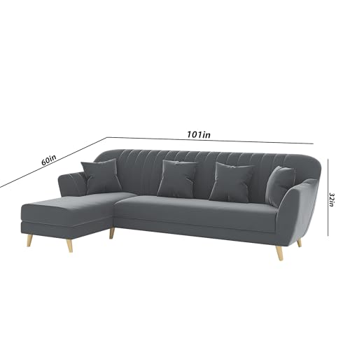 Image of Atticus LHS 6 Seater L Shape Sofa Set for Living Room (Cream Fabric) Premium Fabric Sofa Set