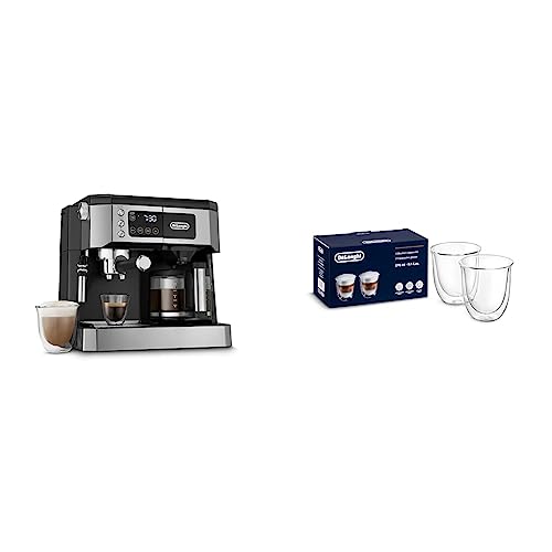 De'Longhi All-in-One Combination Coffee Maker & Espresso Machine + Advanced Adjustable Milk Frother, black & 513214601 Cappuccino Glasses, 270 milliliters - image 1