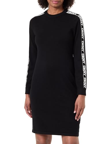 DKNY, Dress, L/S Knit Logo Dress, Black/Ivory, S