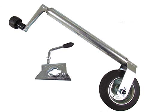 Jockey Wheel with Clamp 34MM (Metal Rim Heavy Duty Rubber Trailer Caravan Guide)