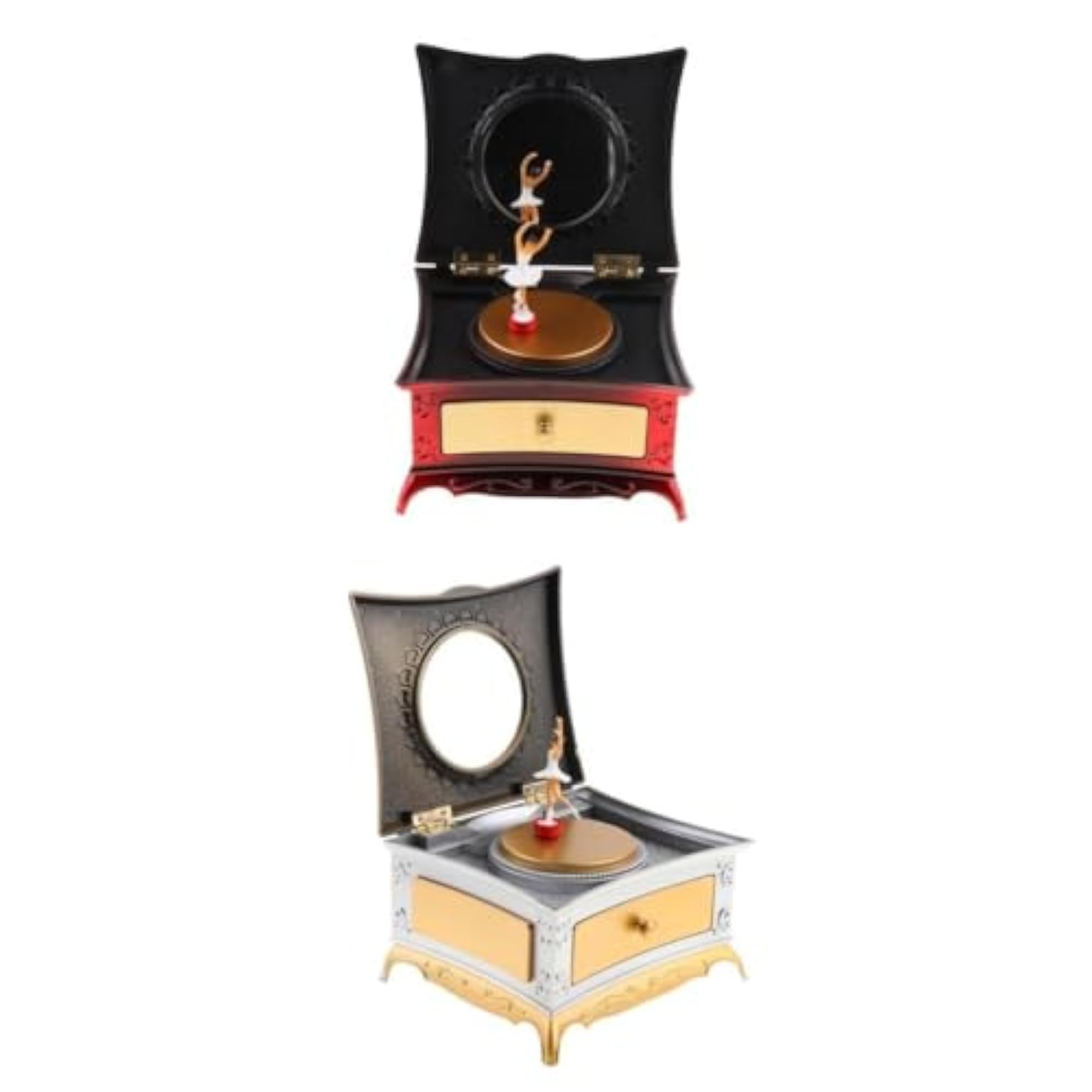 2pcs Music Jewelry Box with Drawer Storage Case