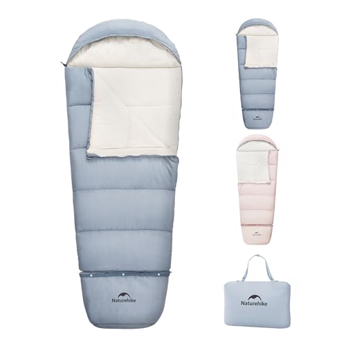 Naturehike Kinder Schlafsack Outdoor 3-Jahreszeiten Warm, Verlängerbare Naht & 190x75 cm, Ideal für Camping Wandern Reisen