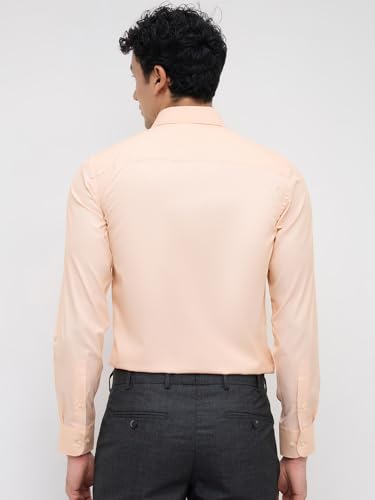 Image of Park Avenue Men Modern Slim Fit Structure Pattern Cotton Polyester Blend Semi Cutaway Collar Full Sleeve Formal Shirt