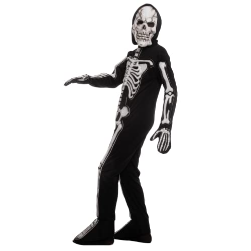 Spooktacular Creations Boy Scary Creepy Skeleton Costume, Skelebones Costume, Bone Jumpsuit For Toddler, Kids Halloween Dress Up-L(10-12Yr) #TOP3