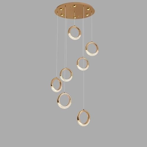 PCXEHUYP Luxury Circular Chandelier Living Room loft Staircase Earring Hanging Lamps Indoor Decorative fixtures,