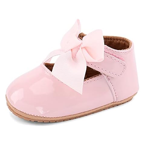 LACOFIA Baby Girls First Walking Shoes with Bowknot Cover