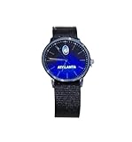 PRESTIGE & DELUXE Orologio da polso Lowell Tidy Atalanta Cinturino nero - Quadrante 39 mm neroazzurro in confezione + portachiave calcio
