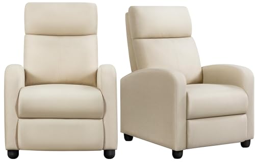 Yaheetech Recliner Chair Set of 2 Fabric Home Theater Seating Beige