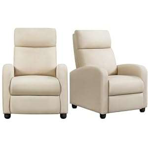 Yaheetech Modern Fabric Recliner Chair Sofa Adjustable Single Sofa with Thicker Seat Cushion and Backrest for Living Room Home Theater, 2 Pieces, Beige