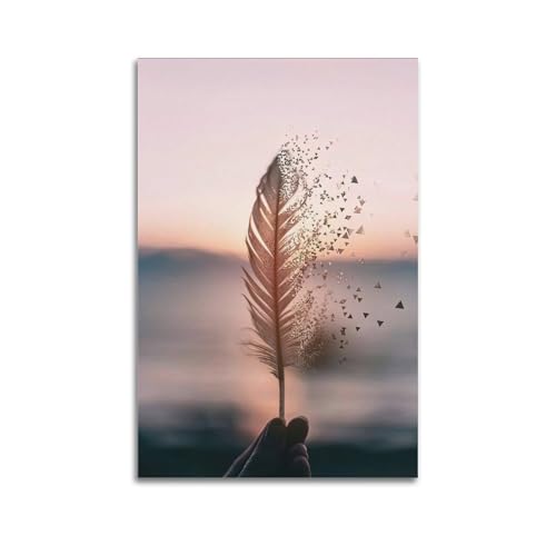 OKNGB Tranquility Healing Feather Abstract Poster Poster Dec