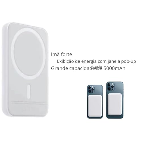 Carregador Portátil Power Bank Magnético sem fio por indução Carregamento Rápido Bateria de 5000mAh