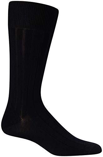 Calvin Klein Men's 3 Pack Cotton Rich Dress Rib Socks, Black, Shoe Size 7 - 12