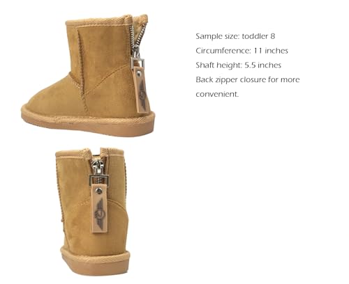 Image of REDVOLUTION Kids Boots Toddler Girls Cute 2 Buttons || Rhinestone Faux Fur Suede Knitting Shoe