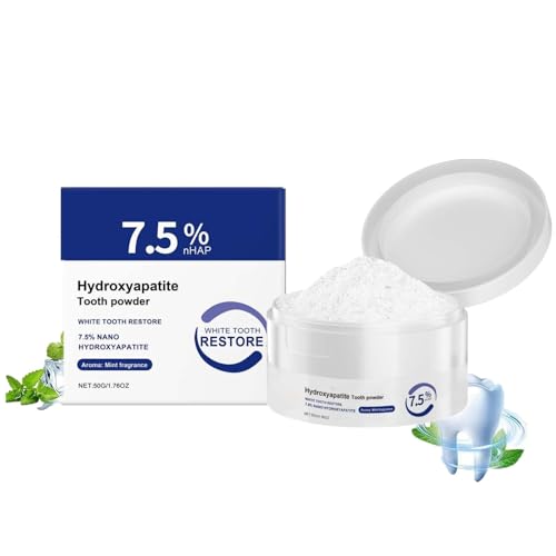 Polvo dental de hidroxiapatita, 7.5% de hidroxiapatita nanomicrocristalina y sin flúor, fórmula suave para el cuidado de las encías.