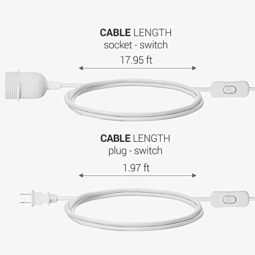 Kwmobile 52512.114.01 Plug-In Light Cord - 20Ft Long Fabric Pendant Lamp Cable thumb #5