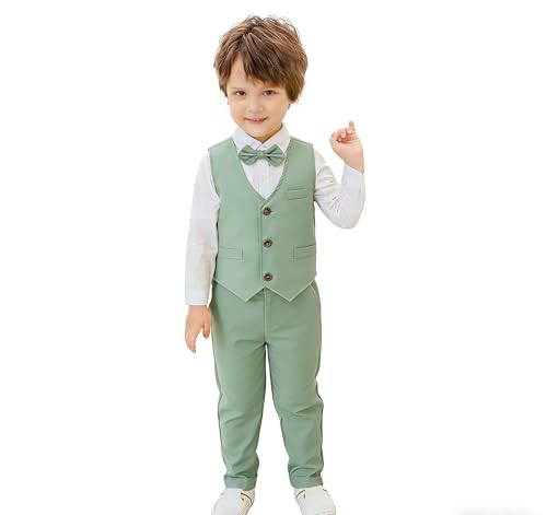 Image of Baby Boys' 4-Piece Vest Set with Dress Shirt, Vest, Pants, and Tie