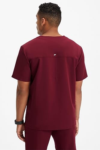 Image of Fabletics Men's Helix 1-Pocket Scrub Top - MotionTech, Wrinkle-Resist, Chest Pocket, Anti-Shrink, Semi-Slim Fit