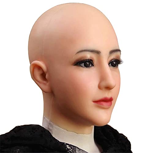 Yuewen masque en silicone souple masque en silicone pour femmes Halloween déguisement homme contre femme cosplay (Large, Beige)