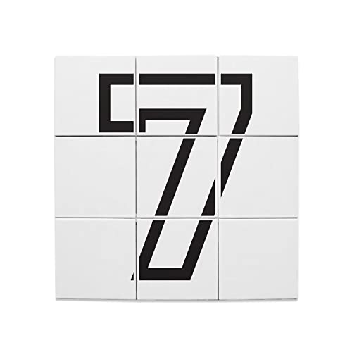 Carreaux céramique numéro 7 foot noir et blanc 15,2x15,2 cm pour fresque sportive