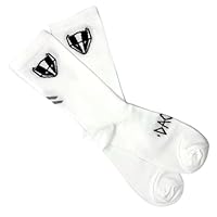 DACHS Unisex Radsocken Weiß – enge Fahrrad Socken mit reflektierendem Garn & eingesticktem Logo – atmungsaktive Rennrad Socken – Einheitsgröße für Herren & Damen