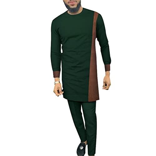 Vêtements africains décontractés ensemble Bazin Riche haut long et pantalon de fête