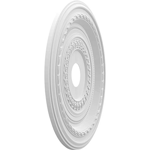 Image of Ekena Millwork CMP22CO Cole Thermoformed PVC Ceiling Medallion, 22 inch OD x 3 1 /2 inch ID x 1 inch P, White