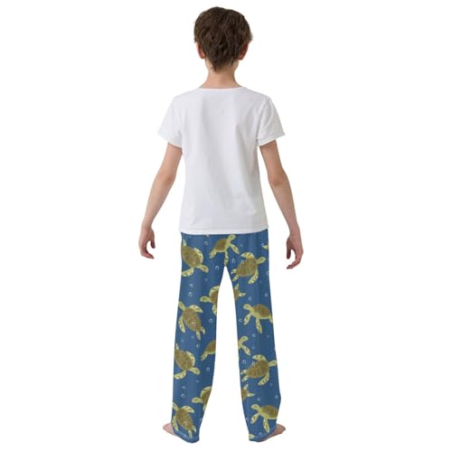 Boys' Pants Green Turtles Bubbles Blue Long Bottoms Jogger Pants Elastic Waist Trousers with Pockets S-XL3