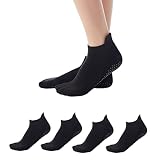 Amstt 4 Pairs Grip Socks for Womens Pilates Barre, Dance, Pilates, Yoga Non-Slip Socks (4 Pair Black