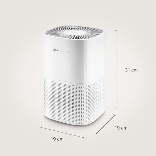 Miniatura 2 de Ufesa Comfort 1300 Purificador de Aire con Filtro HEPA, Potencia de 15W, Tasa de Purificación de Aire CADR 130 m³/h, Cobertura hasta 55 m², 3 Velocidades, Silencioso ≤55dB, Blanco