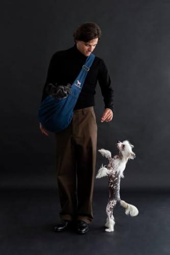 Noah & Paw SL-SNP-DB-DE Dog Sling Carrier For Small Dogs 5-18Lb, Dog Sling For Small Dogs And Cats, Dog Carrier With Adjustable Padded Strap, Premium Denim thumb #1