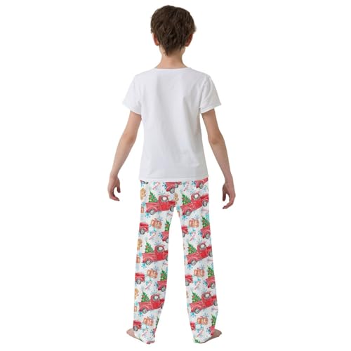 ZZXXB Christmas Truck and Gingerbread Boys Long Pants Soft Trousers Elastic Waist Kids Lounge Bottoms with Pockets S-XL3