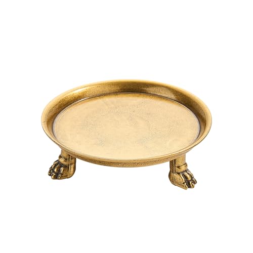 khtumeware 4.5 Inch 100% Solid Brass Clawfoot Candle Dish - Antique Pedestal Dish - Candle Holder - Jewelry Holder - Perfect for Wax Candles, Rings, and Trinkets