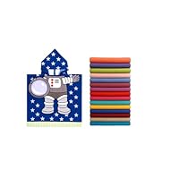 Archival Kids Hooded Microfiber Towel Poncho – Beach & Bath Towels Ultra-Absorbent Swim Towel with Fun Cartoon Prints Lightweight & Lightweight & Sand-Repellent (Astronaut, 60 X 120 cms)