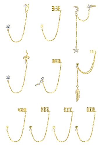 ADRAMATA Boucles d'Oreilles Chaîne Serpent en Argent - Manchette Helix Cartilage avec Plume pour Femme