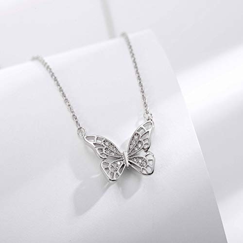 Ascona Silver Butterfly Necklaces For Women Girls Dainty Simple Butterfly Pendant Necklace Christmas Mother’s Day Valentines Day Gifts For Her #TOP1