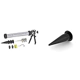 Albion Engineering Company B12S20 B-Line Manual Sausage Caulking Gun, 20 oz, 12:1 Drive & Engineering Company 873-3 B-Line Cone Nozzle, Black, Pack of 10