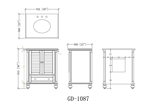 Tennant 30” Cottage Look White Keysville Bathroom Sink Vanity Model # Gd-1087W #TOP5