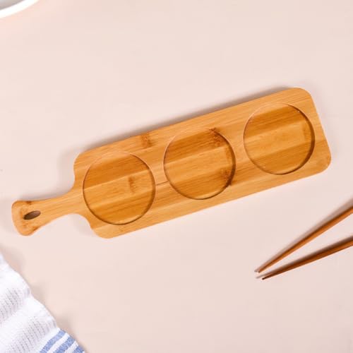 Image of Nestasia Ribbed Ceramic Bowls Set with Wooden Tray 180ml | Food-Safe, Non-Toxic | Ideal for Dips, Snacks, Treats, Dry Fruits, and Desserts