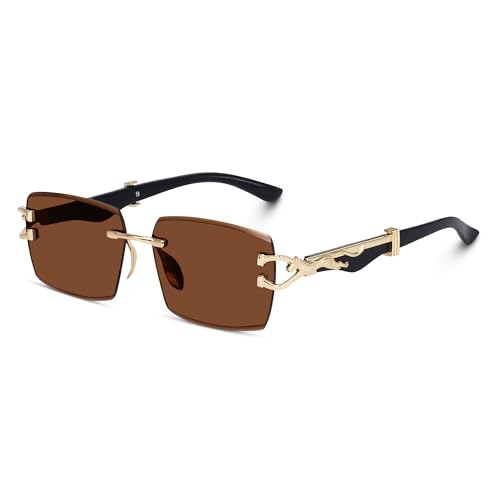Image of Dervin UV Protected Rectangular Rimless Sunglasses for Men and Women