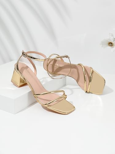 Women's Heels Chunky Block Strappy Square Open Toe Ankle Buckle Heeled Sandals Wedding Party Dress Shoes4