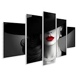 islandburner Bild auf Leinwand Frau mit rotem Lippenstift 