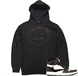Men's Face Logo AJ1 Face Logo AJ1 Cactus Jack Retro 1 Pullover Hooded Sweater - Medium Black
