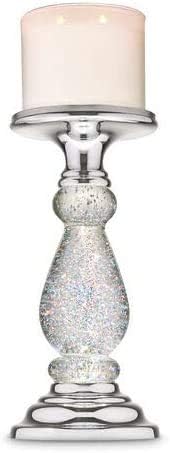 Silver Swirling Glitter Pedestal Compatible with Bath and Body Works 3-Wick Candles