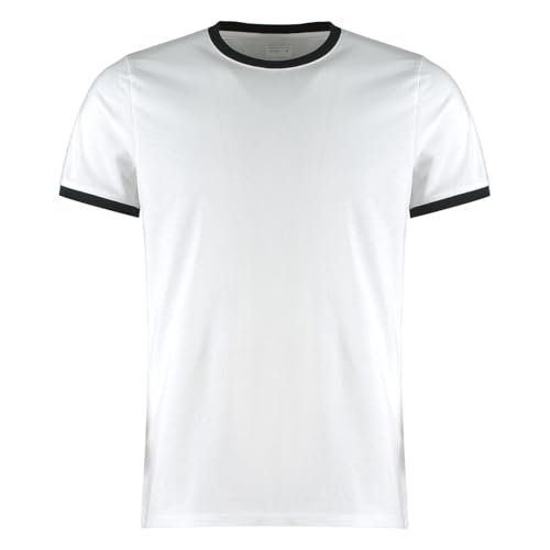 Kustom Kit Herren T-Shirt, kurzärmelig, KK508 Gr. S, weiß / schwarz